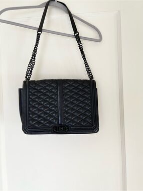 Rebecca Minkoff Quilted Black Shoulder Bag with Chain Strap